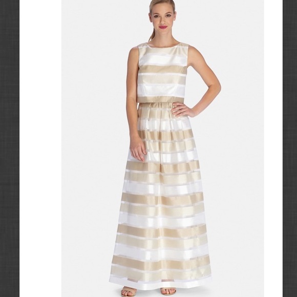 Tahari Dresses & Skirts - 🥂TAHARI🥂STRIPE SHANTUNG POPOVER GOWN🥂